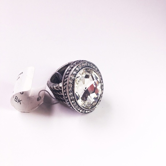 Large Silver Rhinestone Cocktail Ring - Picture 2 of 2